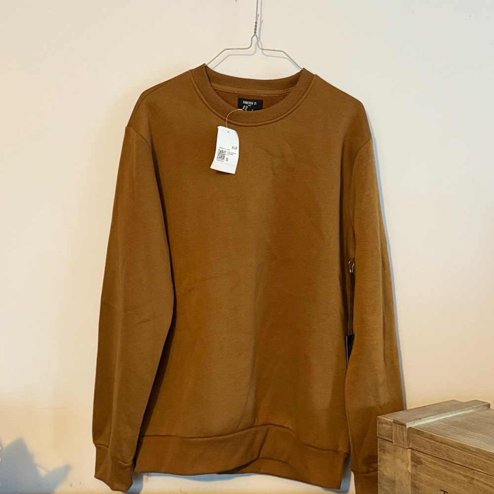 NWT Forever 21 Men's Brown Crewneck Sweatshirt Pullover Size Small